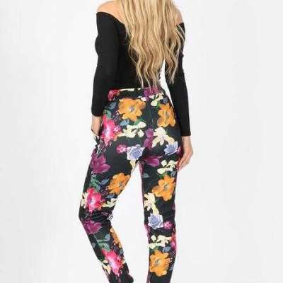Floral High Waisted Black Trousers Profile Picture