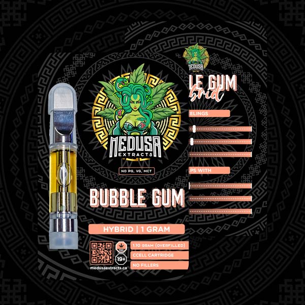 Buy Medusa Extracts Vapes | Bubblegum | Delta 9 THC Distillate Vape Carts | 1G online in canada | Medusa Extracts