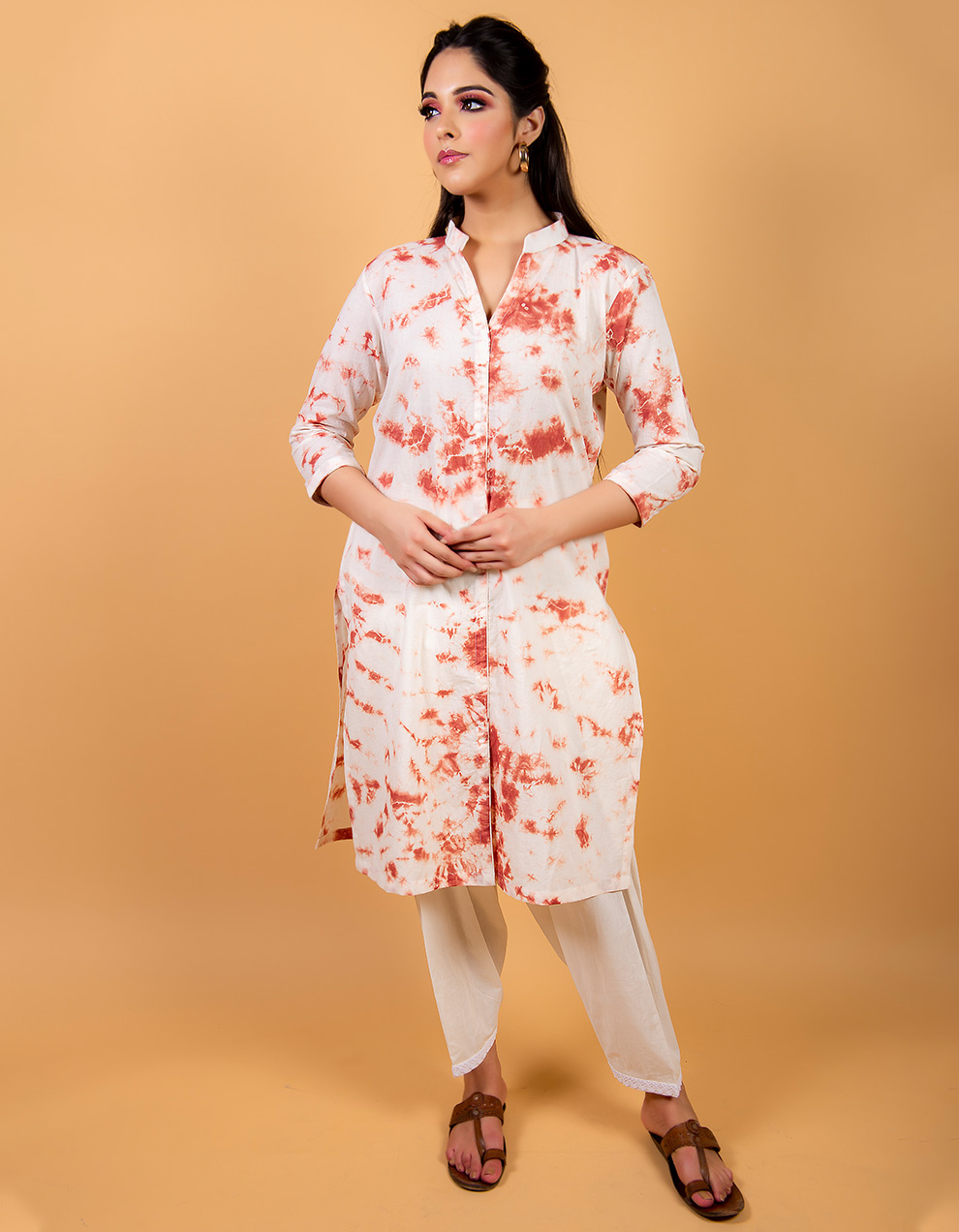 Rust kurta with white cotton salwar designs for ladies | Priya Chaudhary